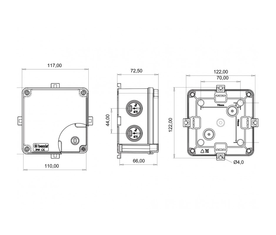 Пластиковые корпуса – Распаячная коробка BB1-1231-0023 Распаячная коробка BB1-1231-0023