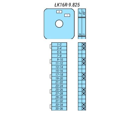 Выключатель LK16R-9.825\P03 схема 0-1, 10-полюсный