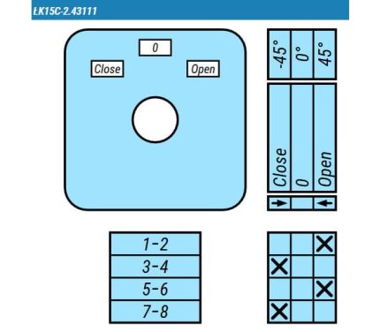 Переключатель LK15C-2.43111\P08 схема 1=>0<=2, 2-полюсный