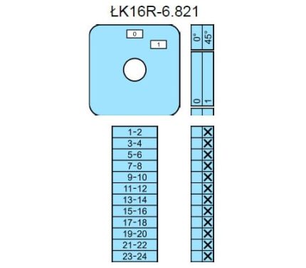 Выключатель LK16R-6.821\P03 схема 0-1, 12-полюсный