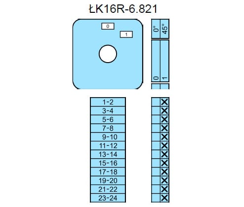 Кулачковые переключатели – Выключатель LK16R-6.821\P03 схема 0-1, 12-полюсный Выключатель LK16R-6.821\P03 схема 0-1, 12-полюсный