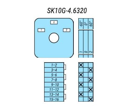 Выключатель SK10G-4.6320\P23 схема 1-0-2, 4-полюсный