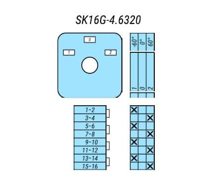 Выключатель SK16G-4.6320\P23 схема 1-0-2, 4-полюсный