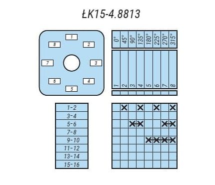 Переключатель LK15-4.8813\P03 схема 1-2-3-4-5-6-7-8