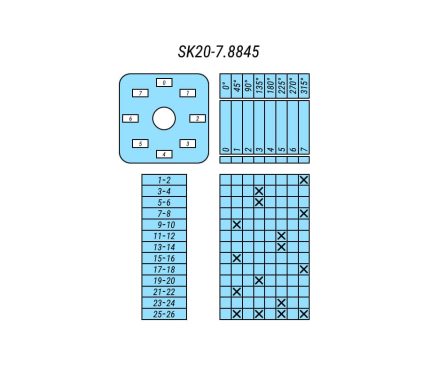 Выключатель SK20-7.8845\P03 схема 0-1-2-3-4-5-6-7