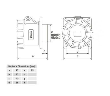 Розетка BC1-3103-7414 встраиваемая